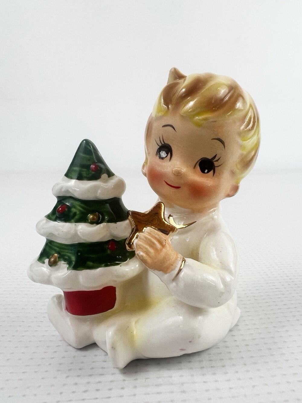 Vtg Josef Originals Bare Bottom Boy Figurine Christmas Tree Gold Star 3.5”